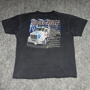 Black Truckers Prayer Graphic T‎ Shirt Men's Large Praying Truck Driving Shirt